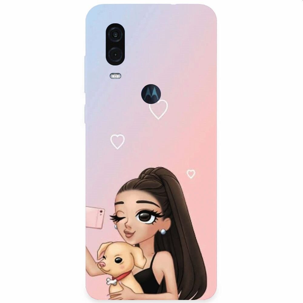 Husa silicon pentru Motorola One Vision, Selfie With Sweet Dog