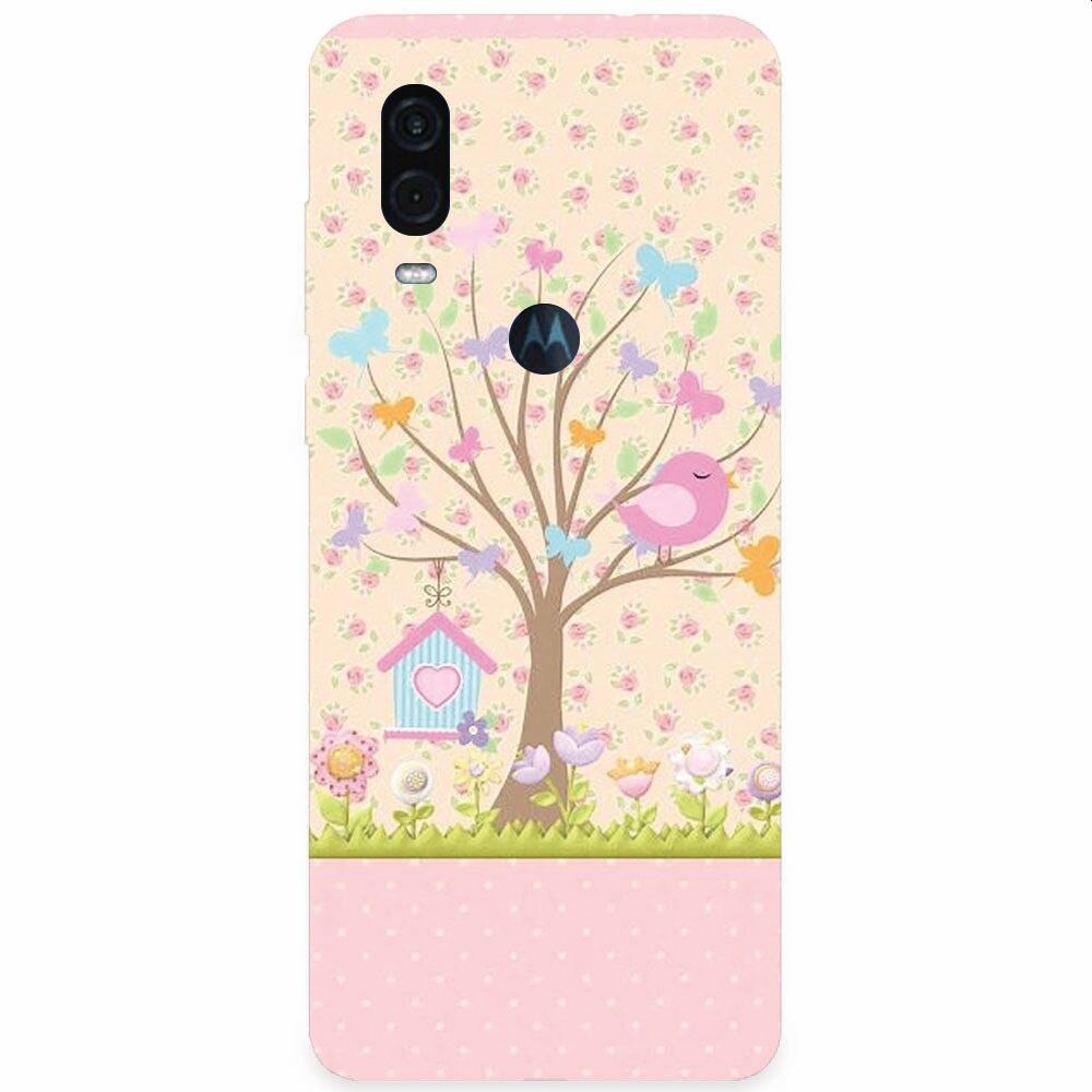 Husa silicon pentru Motorola One Vision, Cute Birdhouse