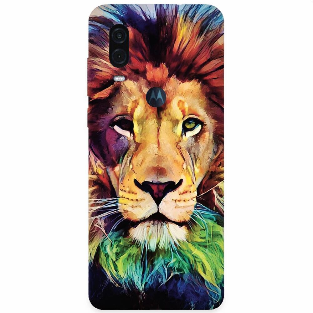 Husa silicon pentru Motorola One Vision, Colorfull Lion