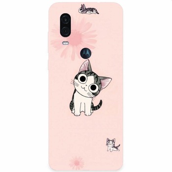 Husa silicon pentru Motorola One Vision, Cute Cat 101 Husa silicon pentru Motorola One Vision, Cute Cat 101