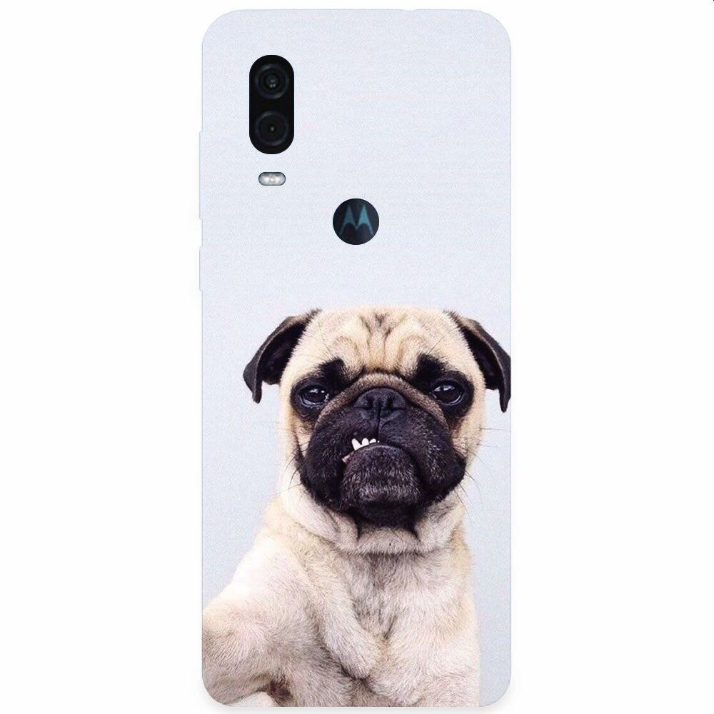 Husa silicon pentru Motorola One Vision, Simple Pug Selfie