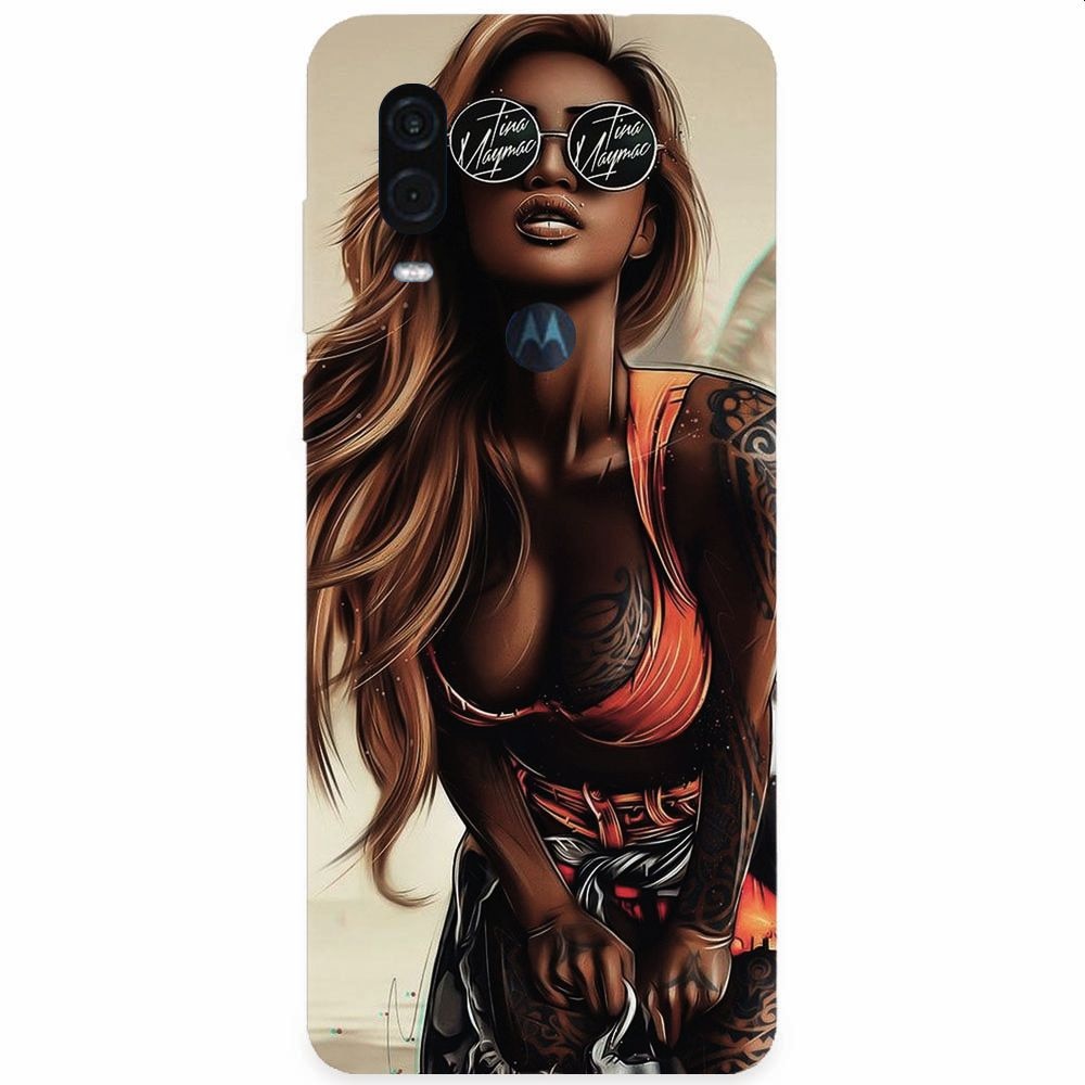 Husa silicon pentru Motorola One Vision, Tattoed Girl