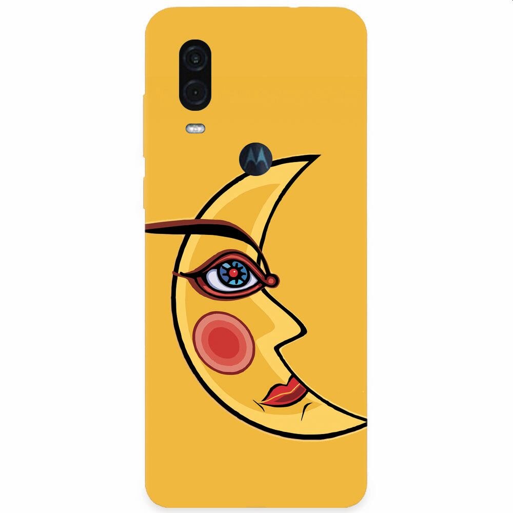 Husa silicon pentru Motorola One Vision, Yellow Moon
