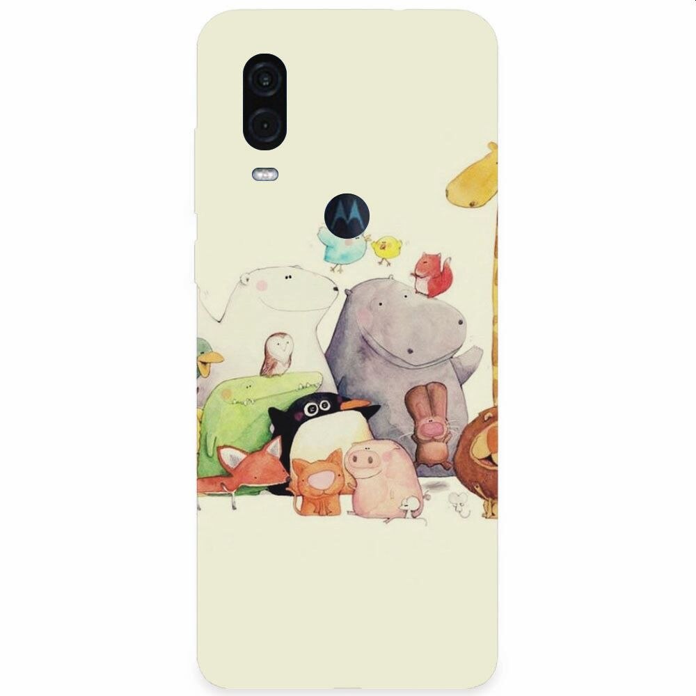Husa silicon pentru Motorola One Vision, Cute Cartoon Animals