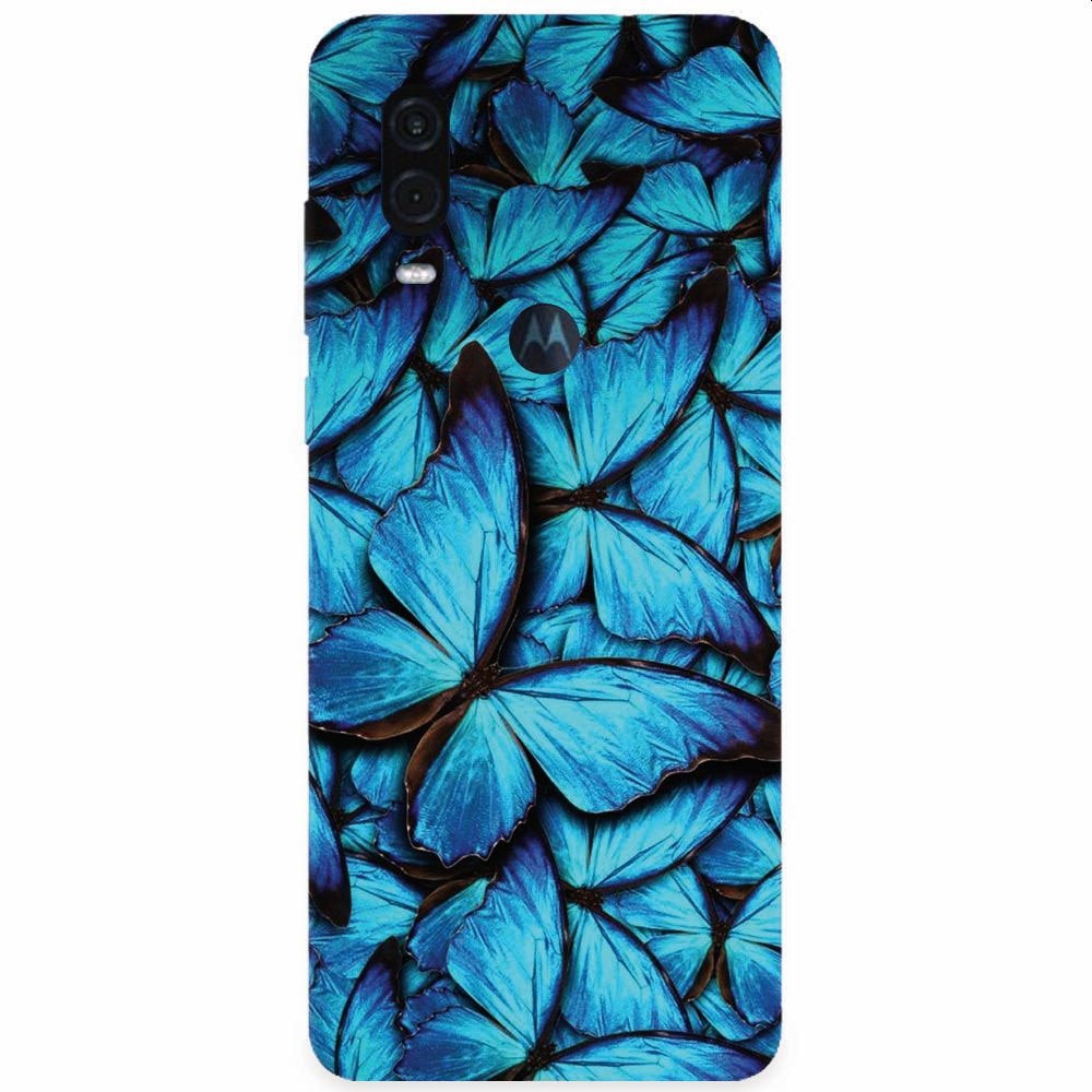 Husa silicon pentru Motorola One Vision, Blue Butterfly 101