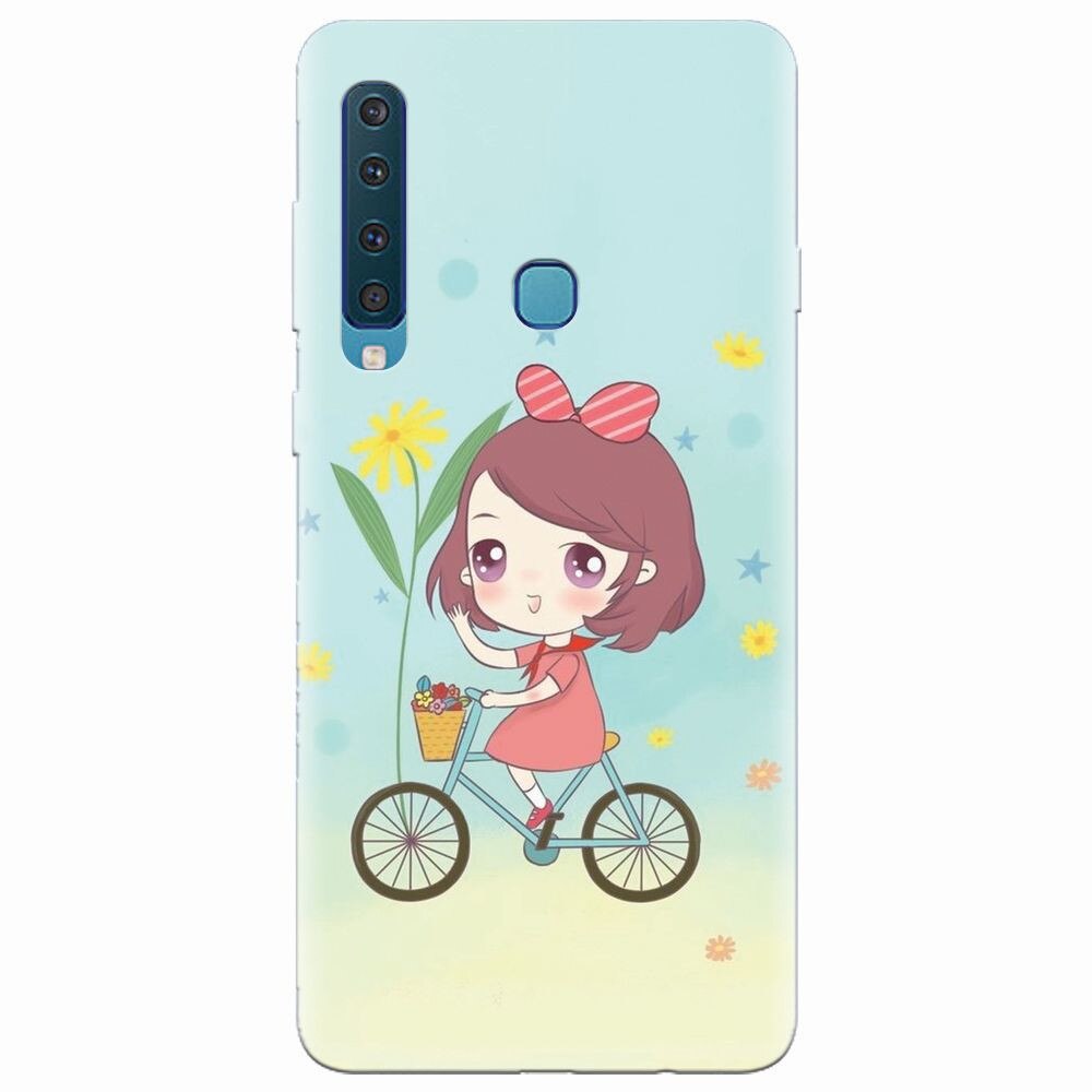 Husa silicon pentru Samsung Galaxy A9 2018, Girl And Bike