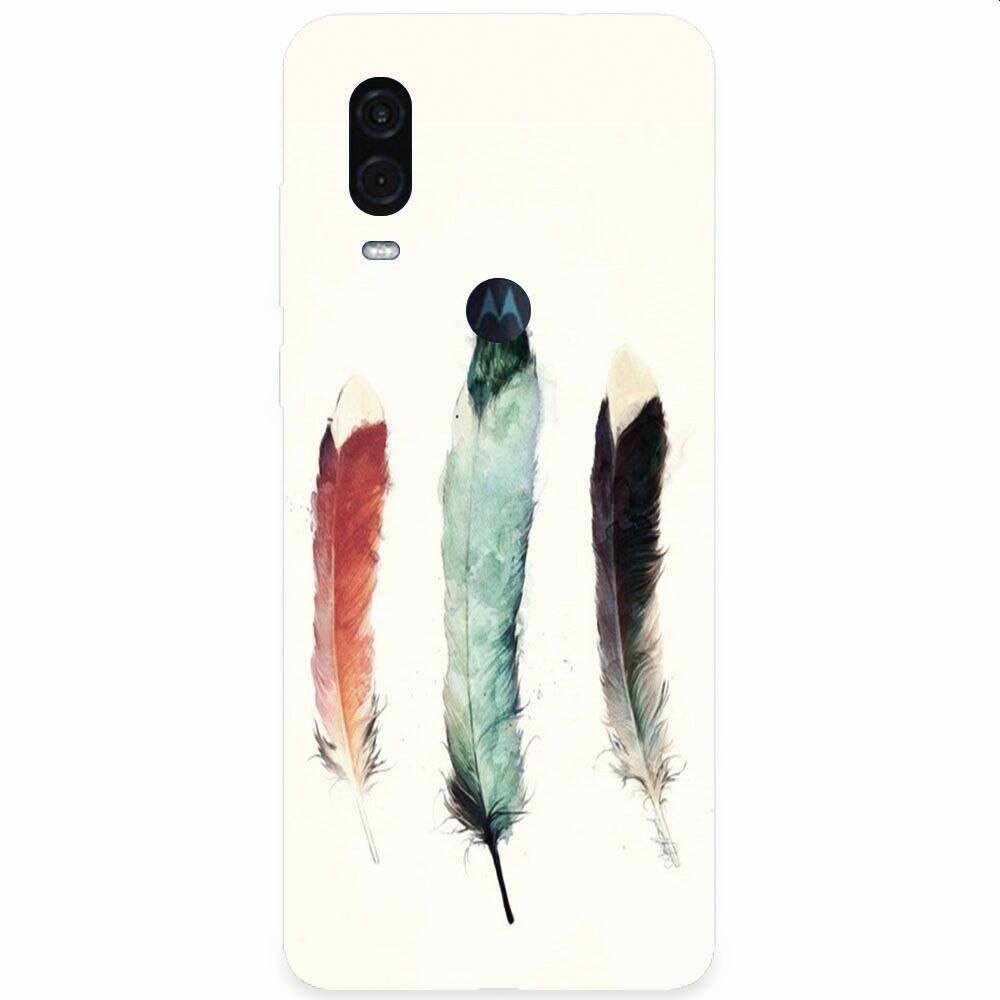 Husa silicon pentru Motorola One Vision, Three Feathers