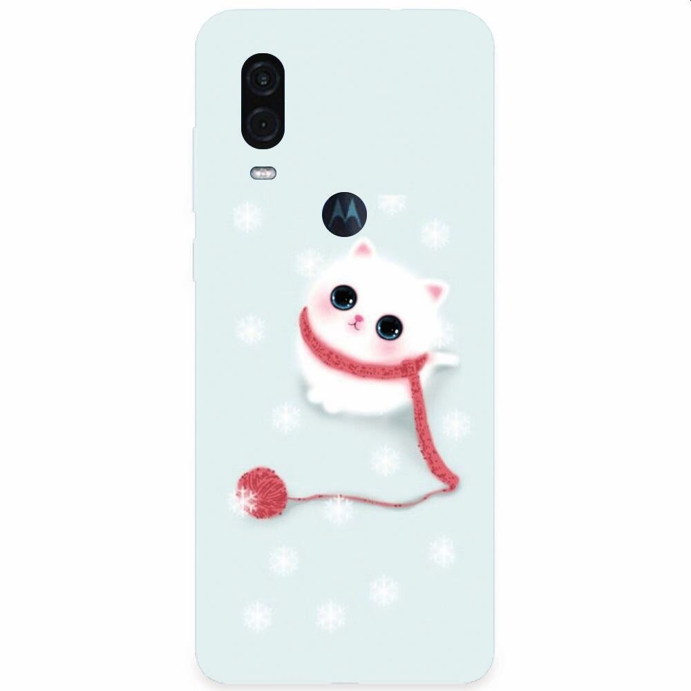 Husa silicon pentru Motorola One Vision, Cute Cat