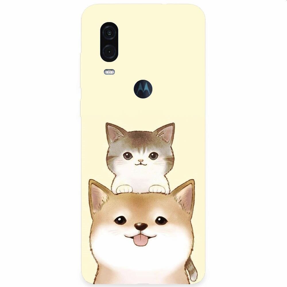 Husa silicon pentru Motorola One Vision, Two Cat