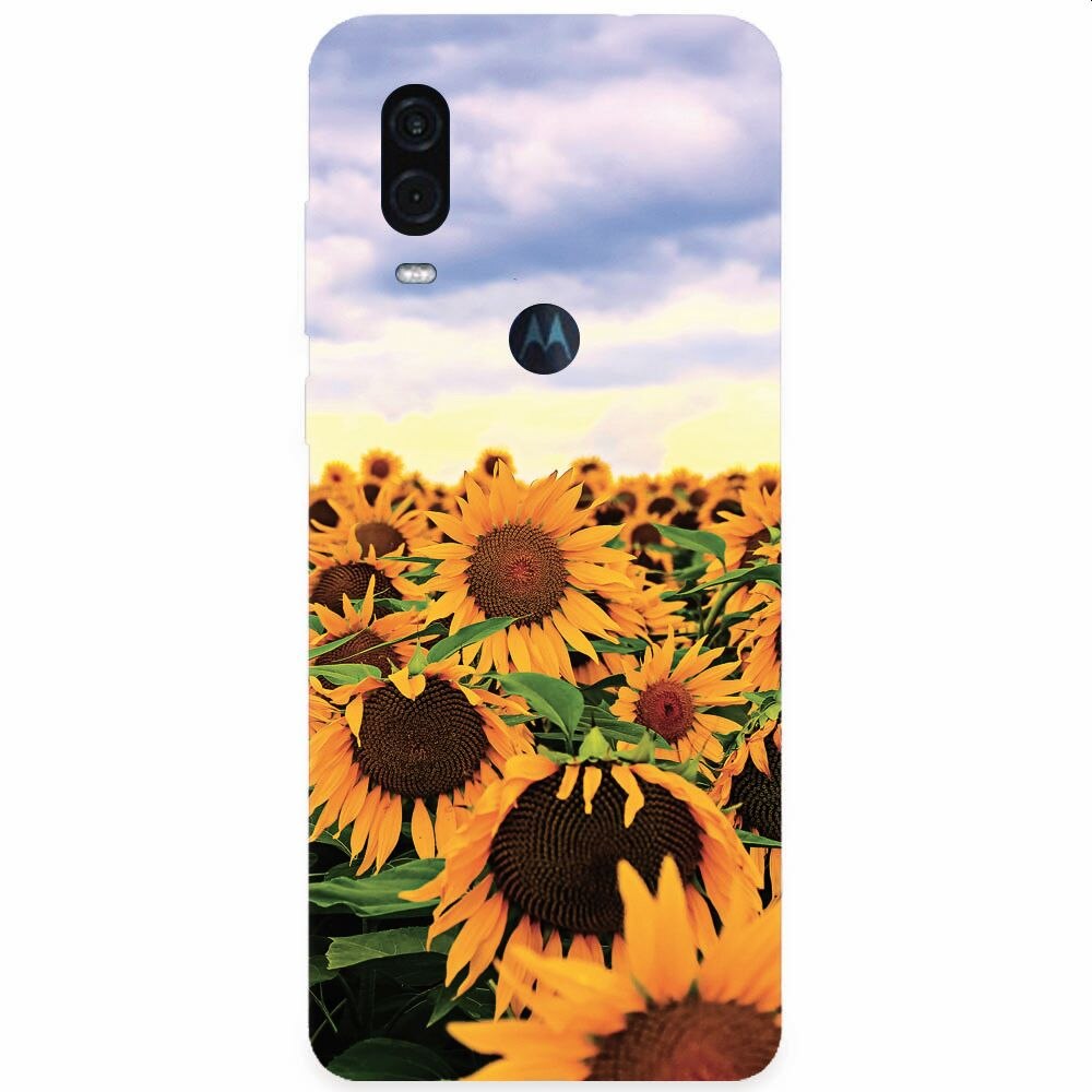 Husa silicon pentru Motorola One Vision, Sunflowers