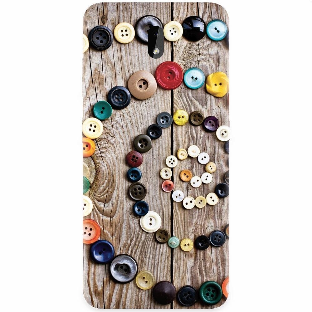 Husa silicon pentru Nokia 3.2, Colorful Buttons Spiral Wood Deck