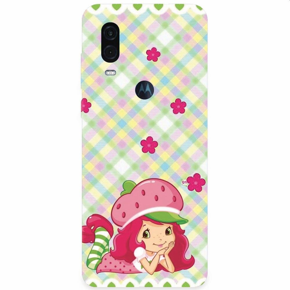 Husa silicon pentru Motorola One Vision, Strawberry Girl