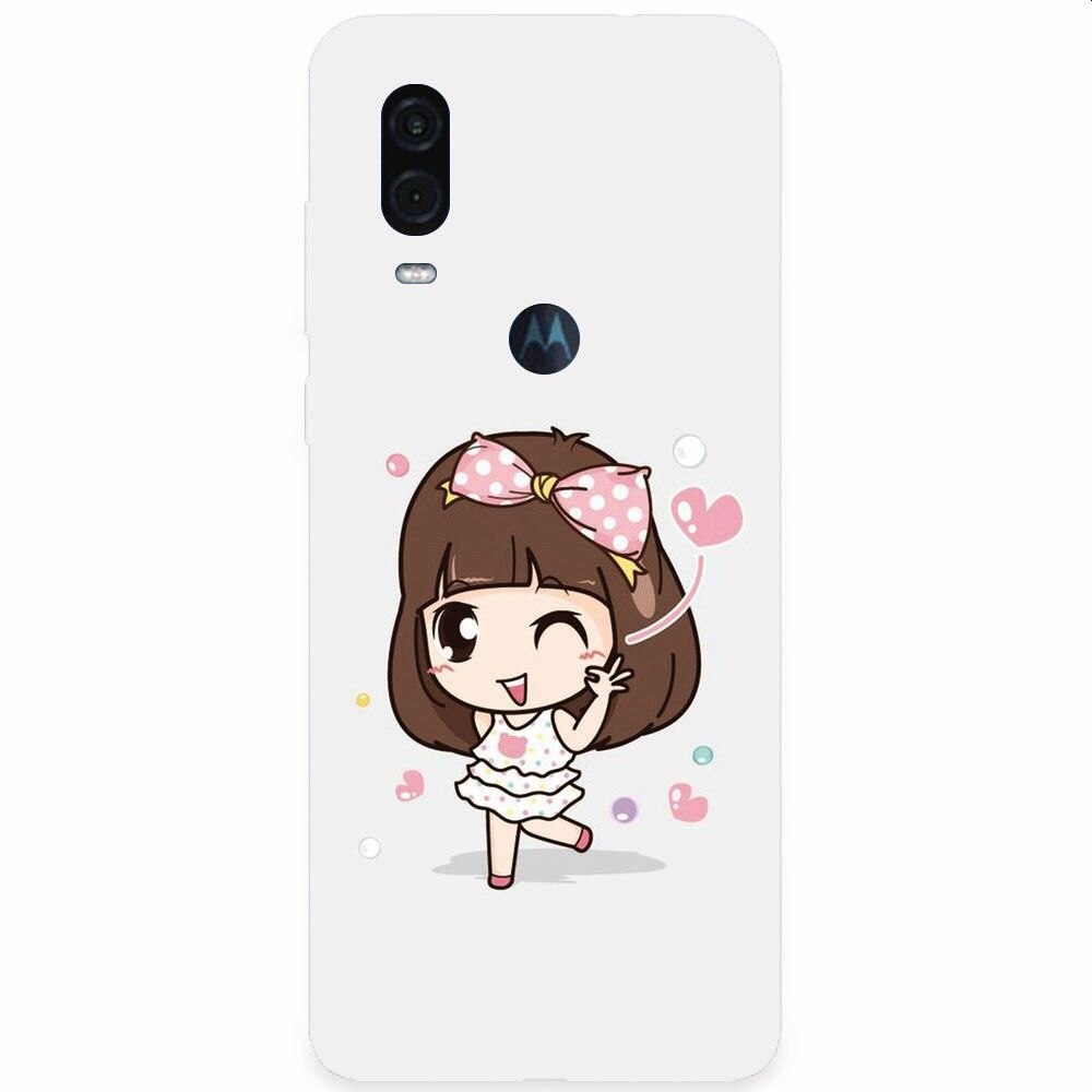 Husa silicon pentru Motorola One Vision, Happy Girl