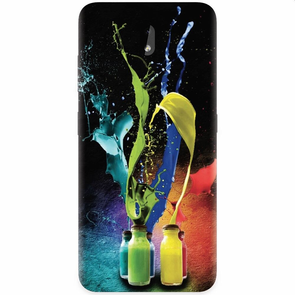Husa silicon pentru Nokia 3.2, Abstract Color Bottles Splash