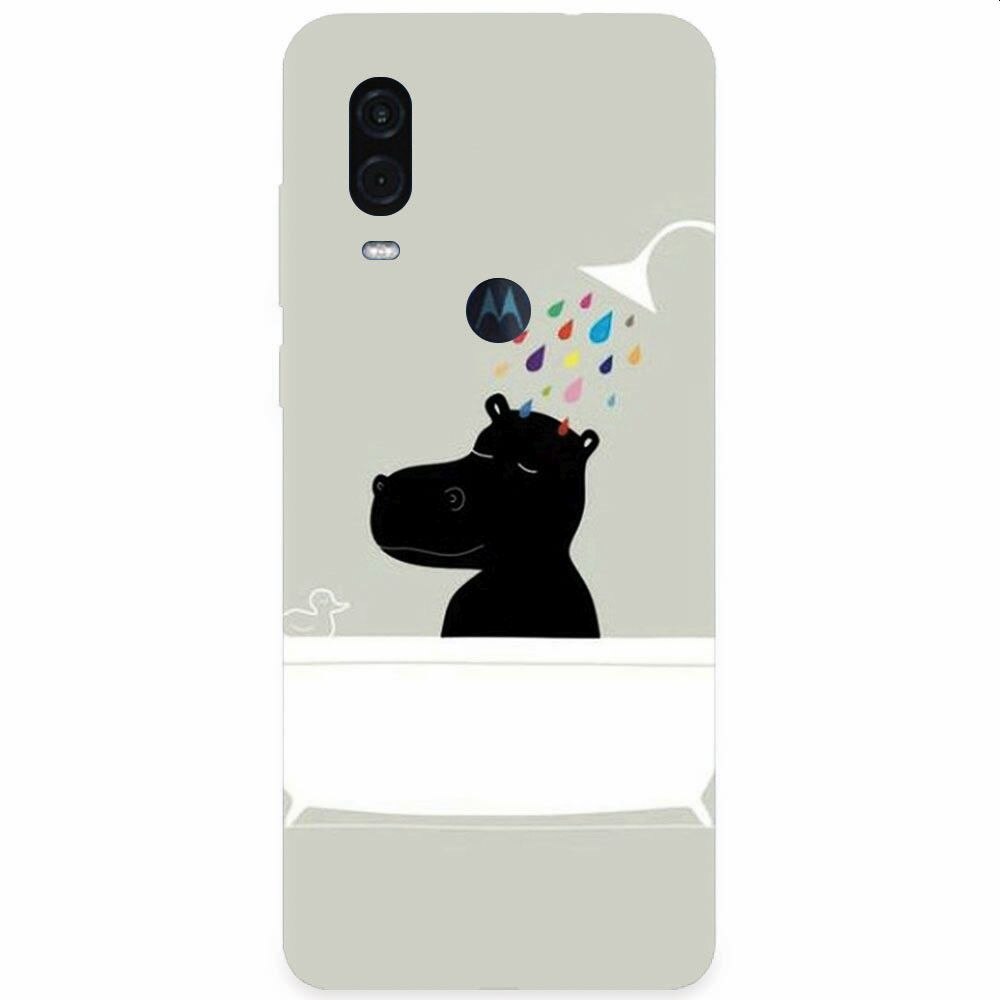 Husa silicon pentru Motorola One Vision, Hippo Bath