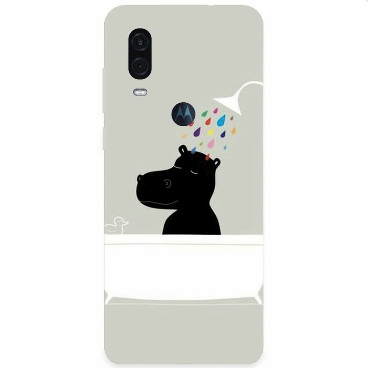 Силиконов калъф за Motorola One Vision, Hippo Bath