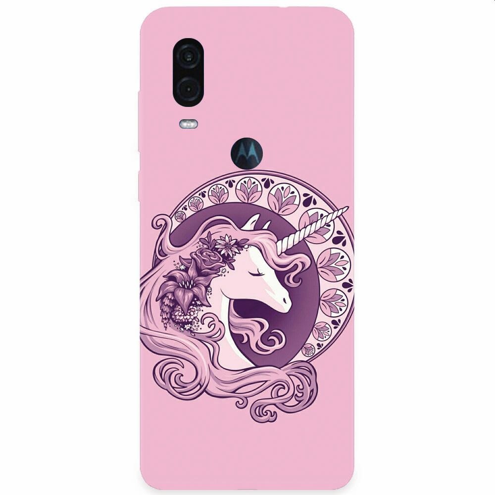 Husa silicon pentru Motorola One Vision, Purple Unicorn