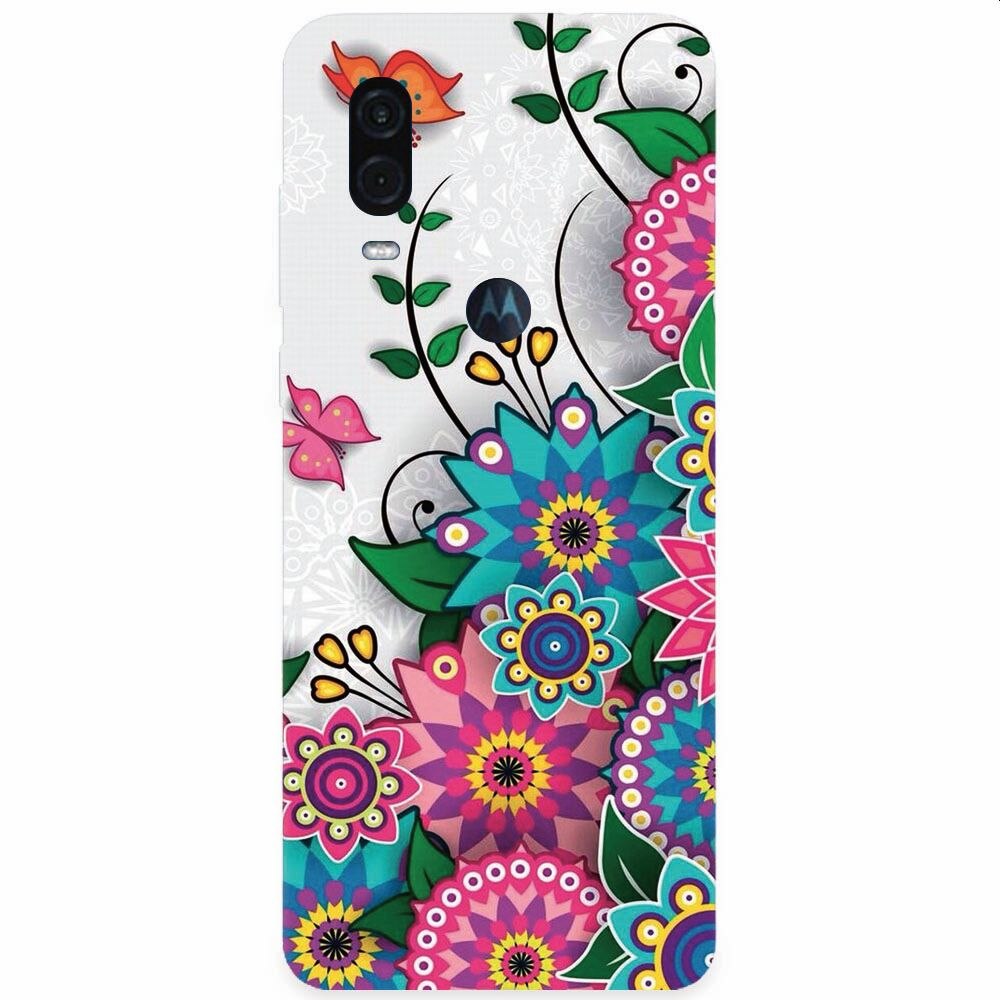 Husa silicon pentru Motorola One Vision, Mandala Flowers