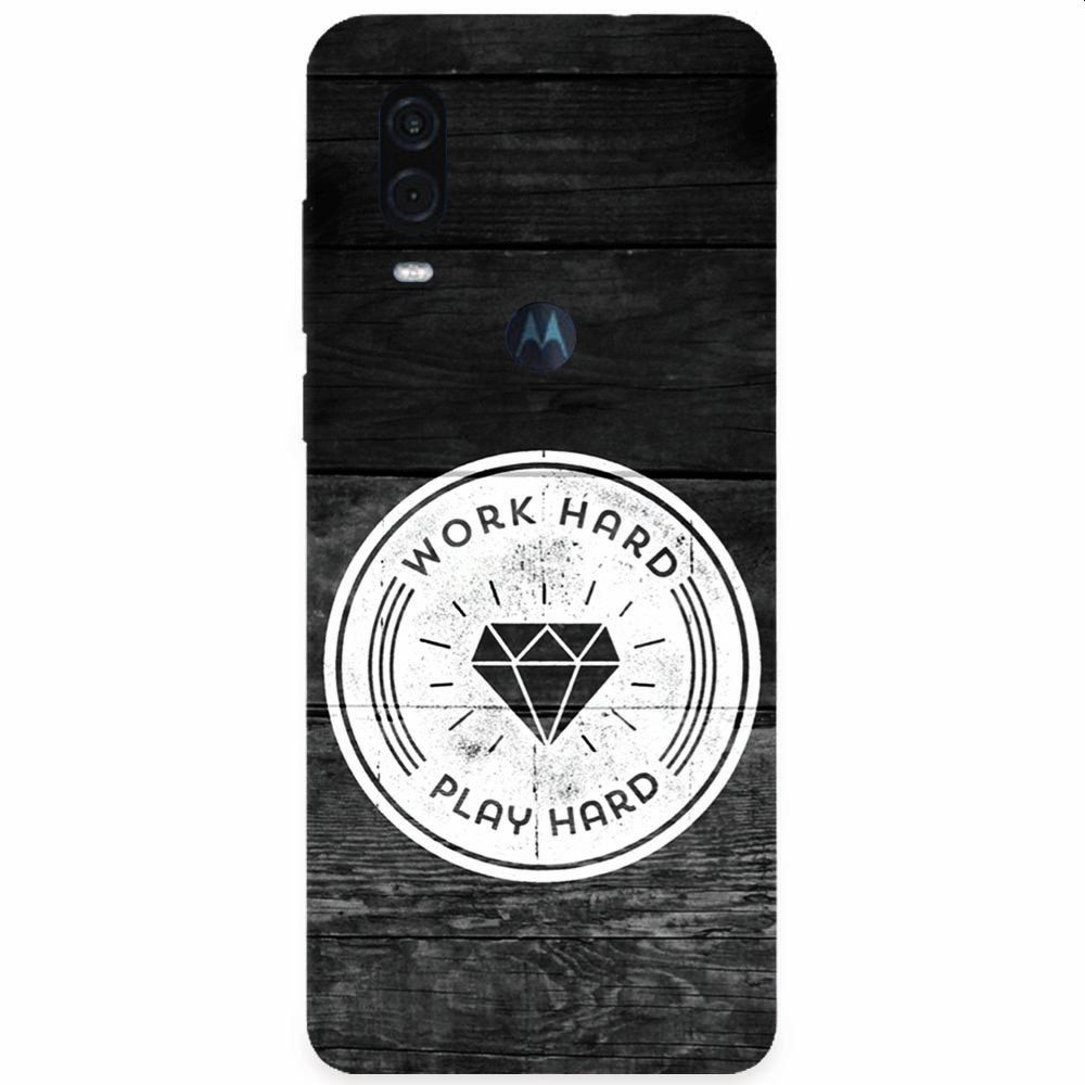 Husa silicon pentru Motorola One Vision, Work Hard Play Hard