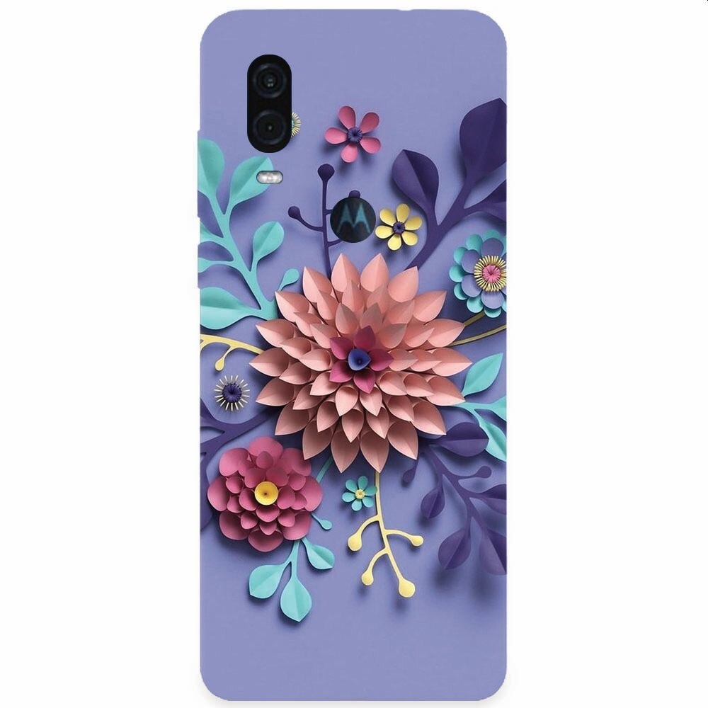 Husa silicon pentru Motorola One Vision, Flower Artwork