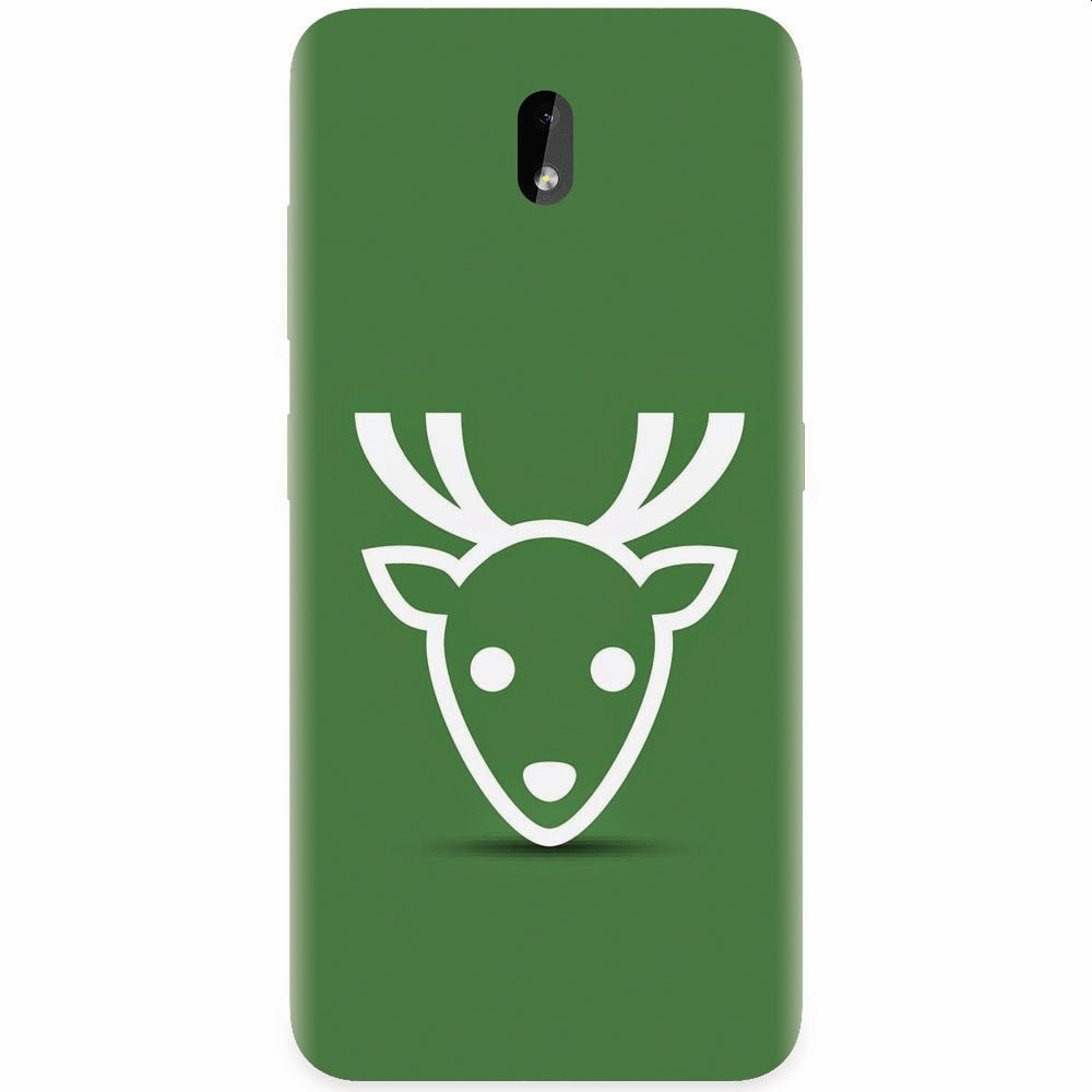 Husa silicon pentru Nokia 3.2, Minimal Reindeer Illustration Green