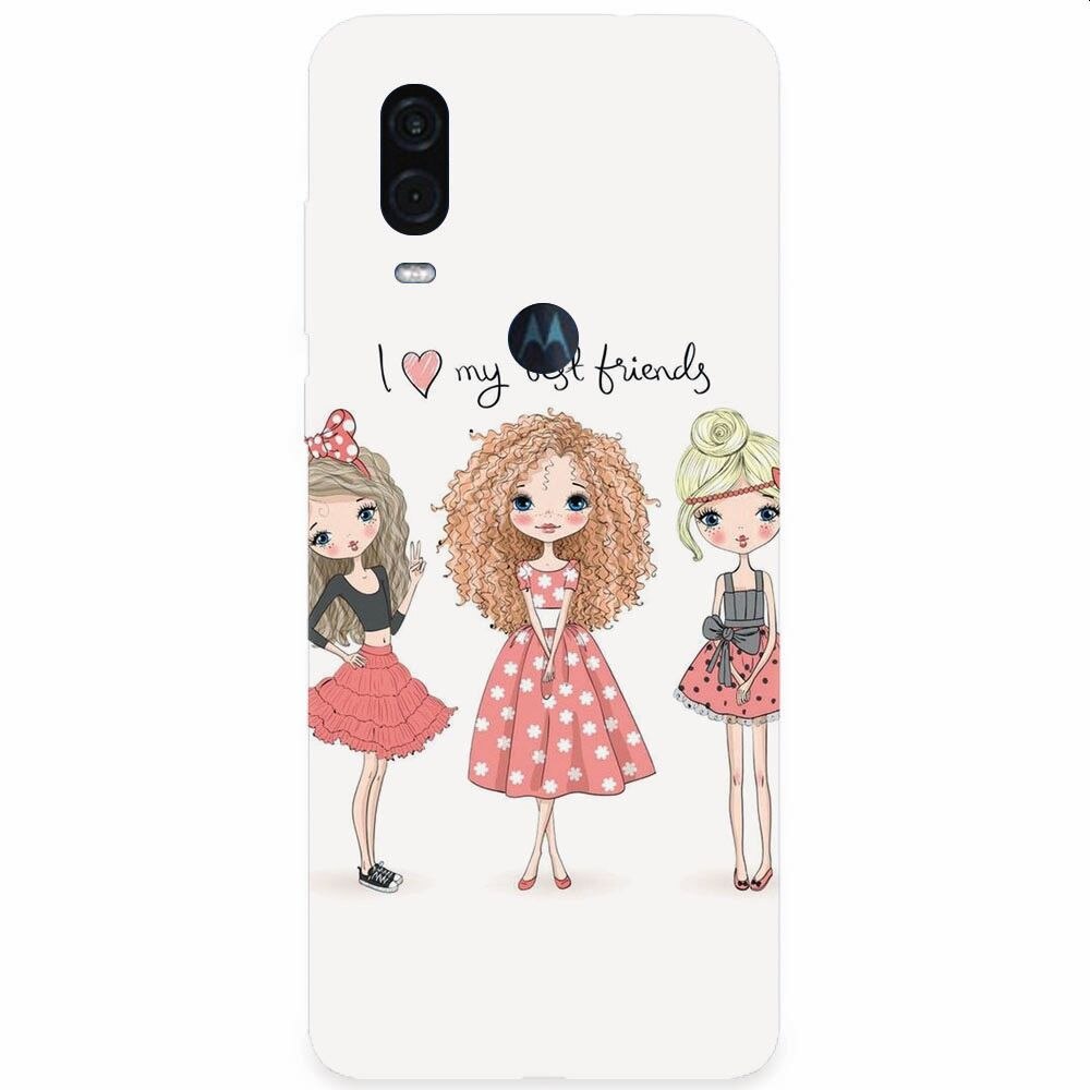 Husa silicon pentru Motorola One Vision, I Love My Best Friends