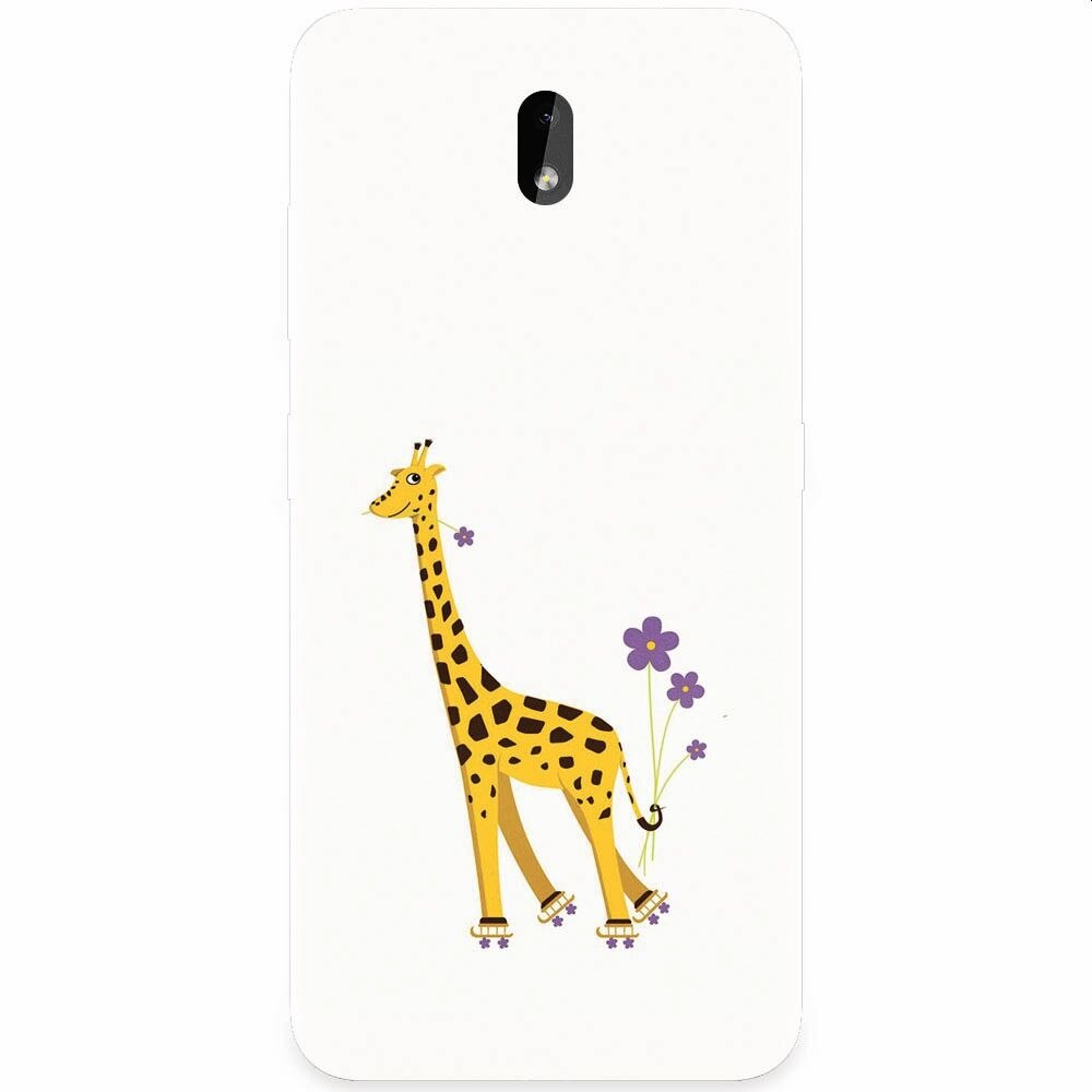 Husa silicon pentru Nokia 3.2, Rollerskating Girafe Illustration