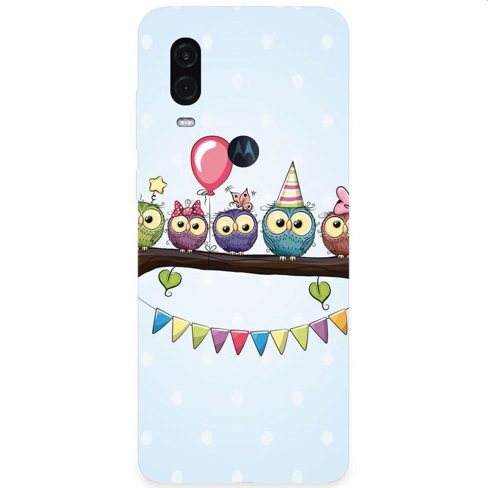 Husa silicon pentru Motorola One Vision, Party Birds