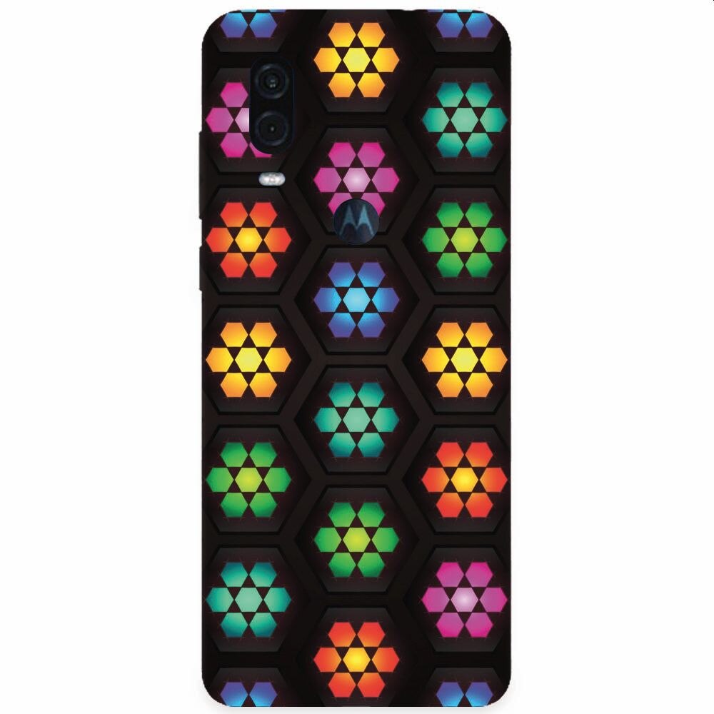 Husa silicon pentru Motorola One Vision, Kaleidoscope Mosaic Patterns