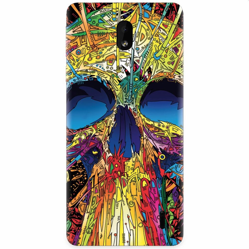Husa silicon pentru Nokia 1 Plus, Abstract Multicolored Skull