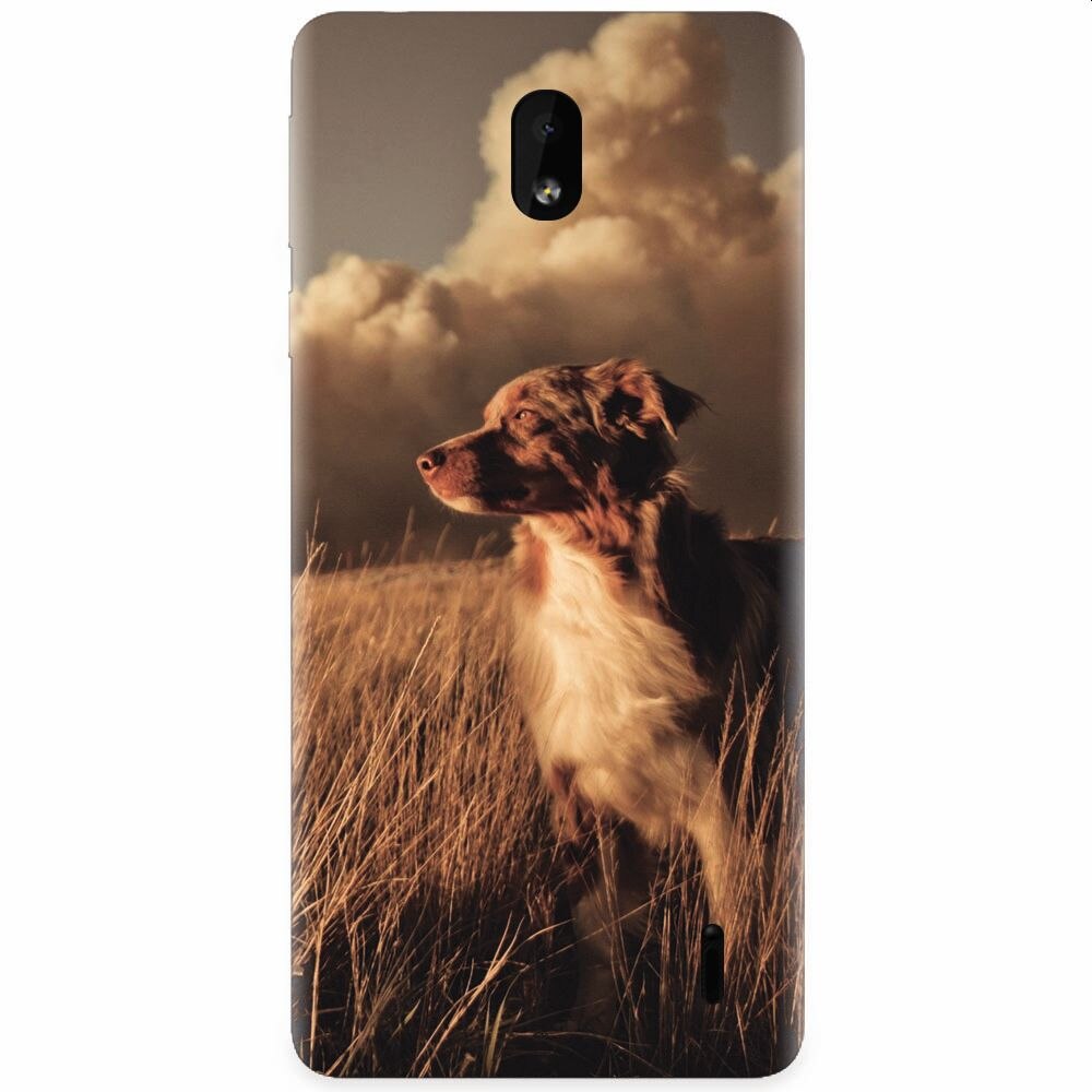 Husa silicon pentru Nokia 1 Plus, Alone Dog Animal In Grass