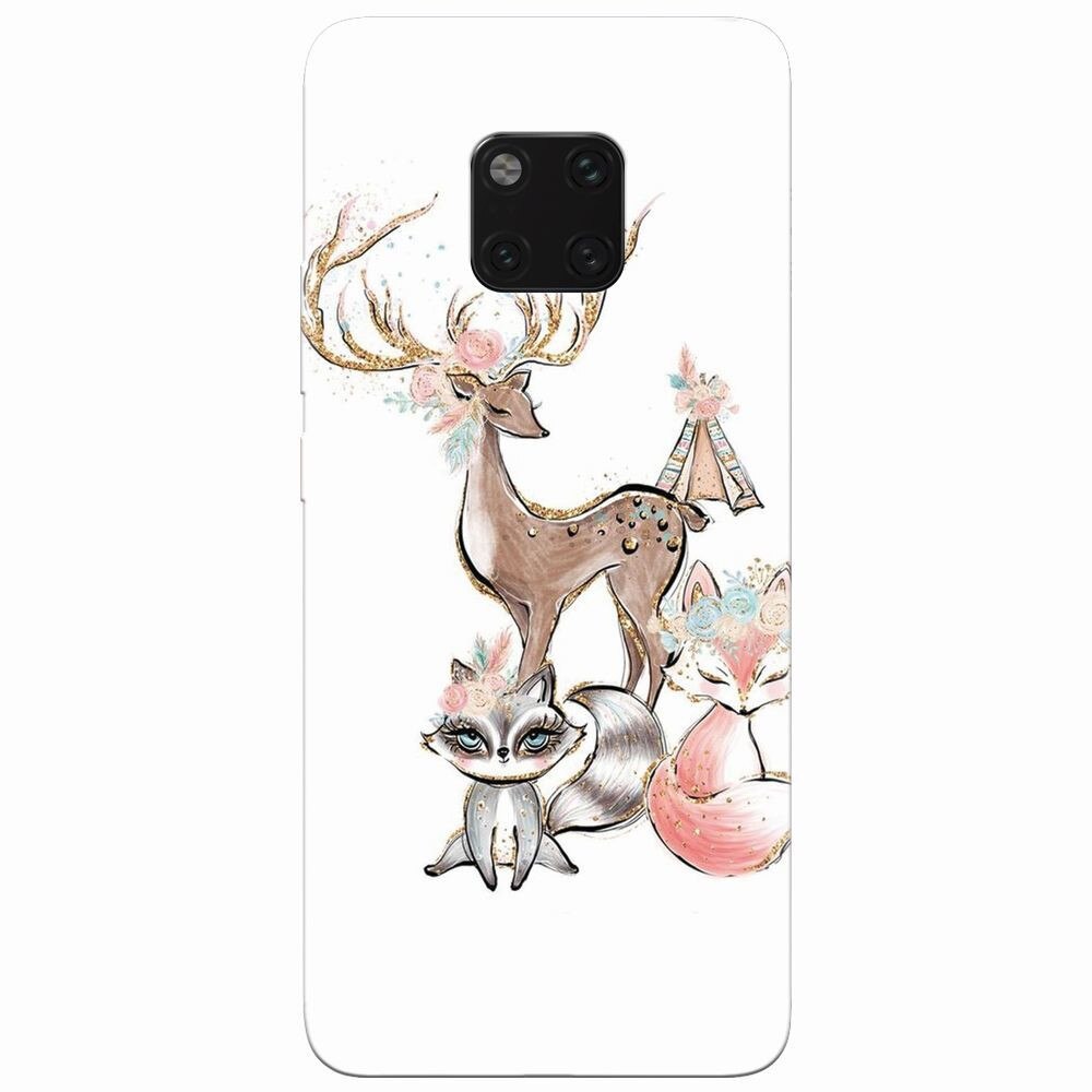 Husa silicon pentru Huawei Mate 20 Pro, Foxs And Deer