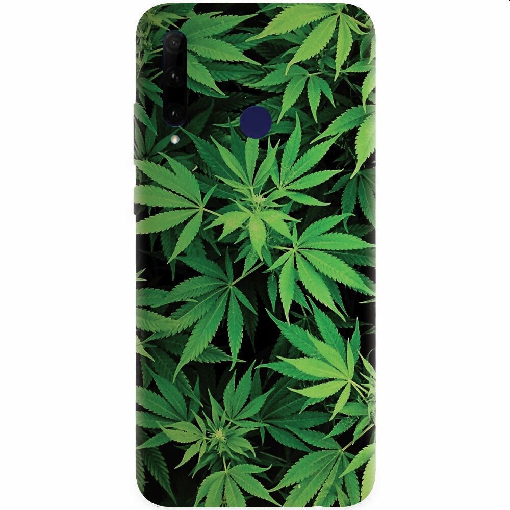 Husa silicon pentru Honor 20 Lite, Green Leaf Pattern