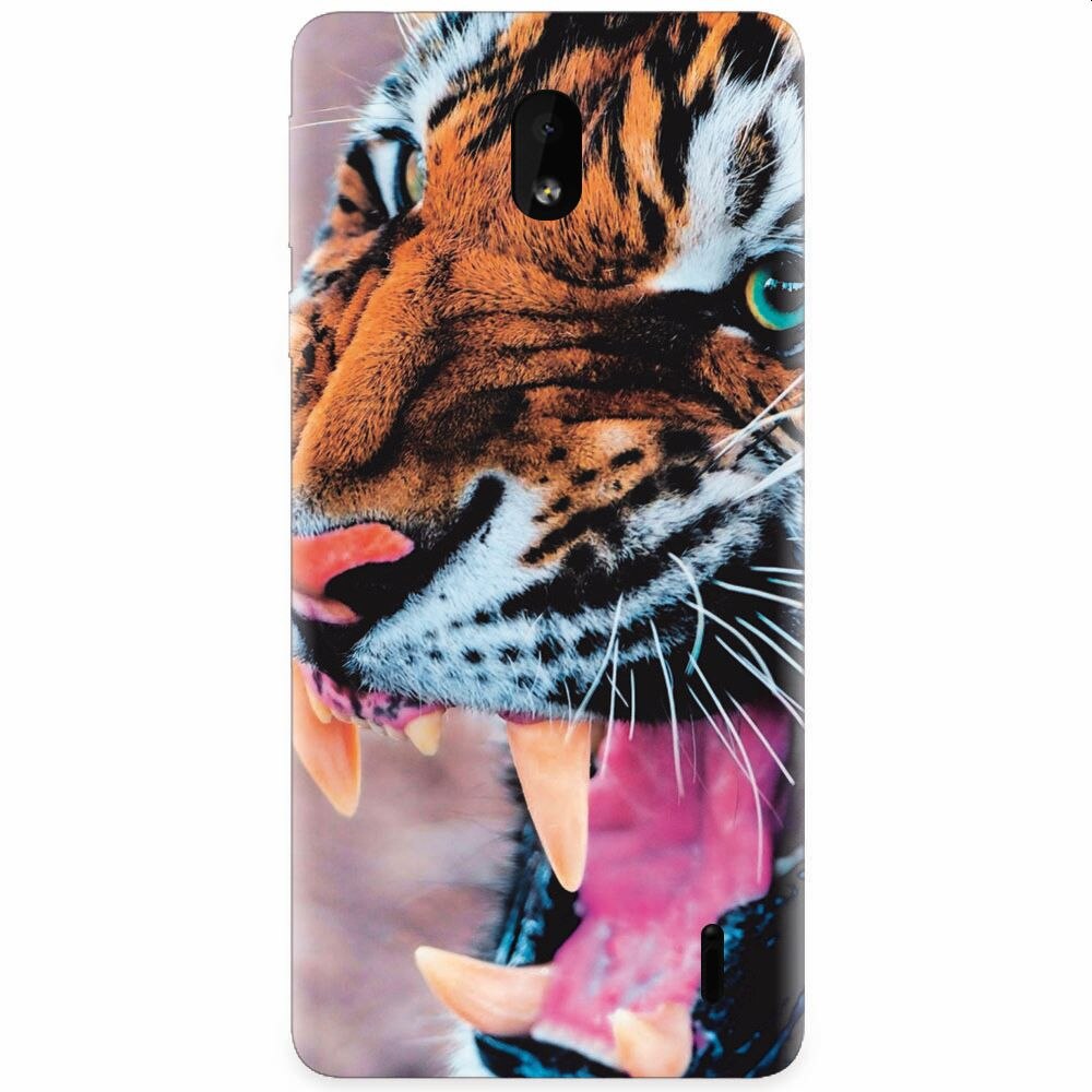 Husa silicon pentru Nokia 1 Plus, Angry Tiger Teeth Fresh