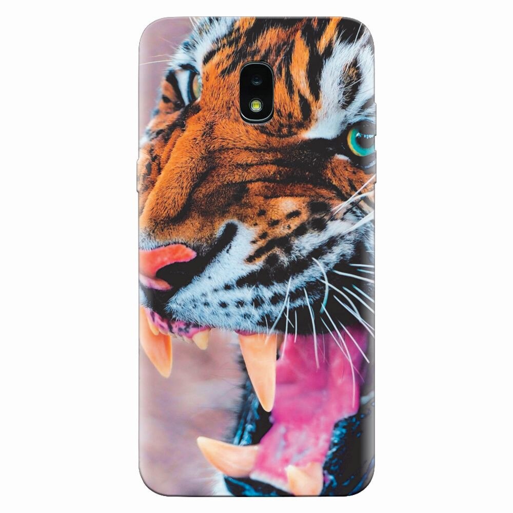Husa silicon pentru Samsung Galaxy J3 2018, Angry Tiger Teeth Fresh