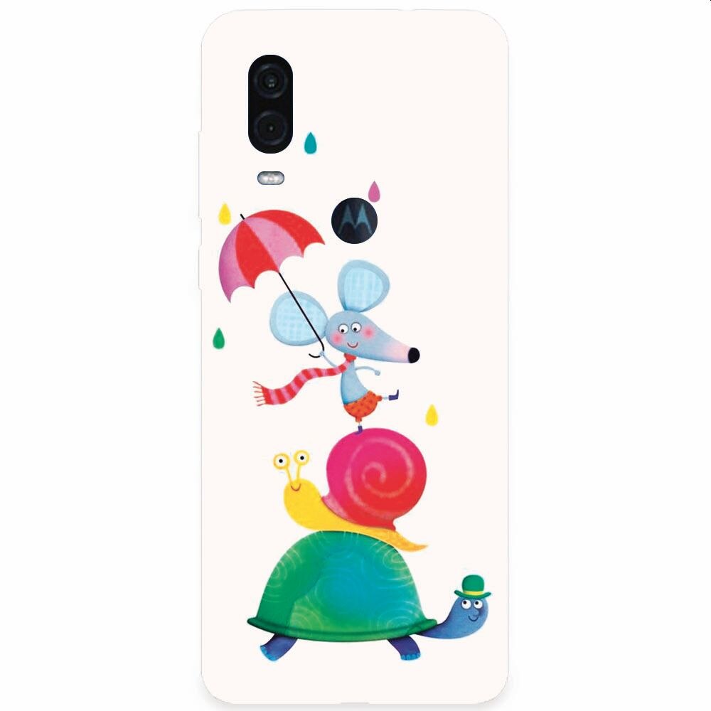 Husa silicon pentru Motorola One Vision, Happy Animals