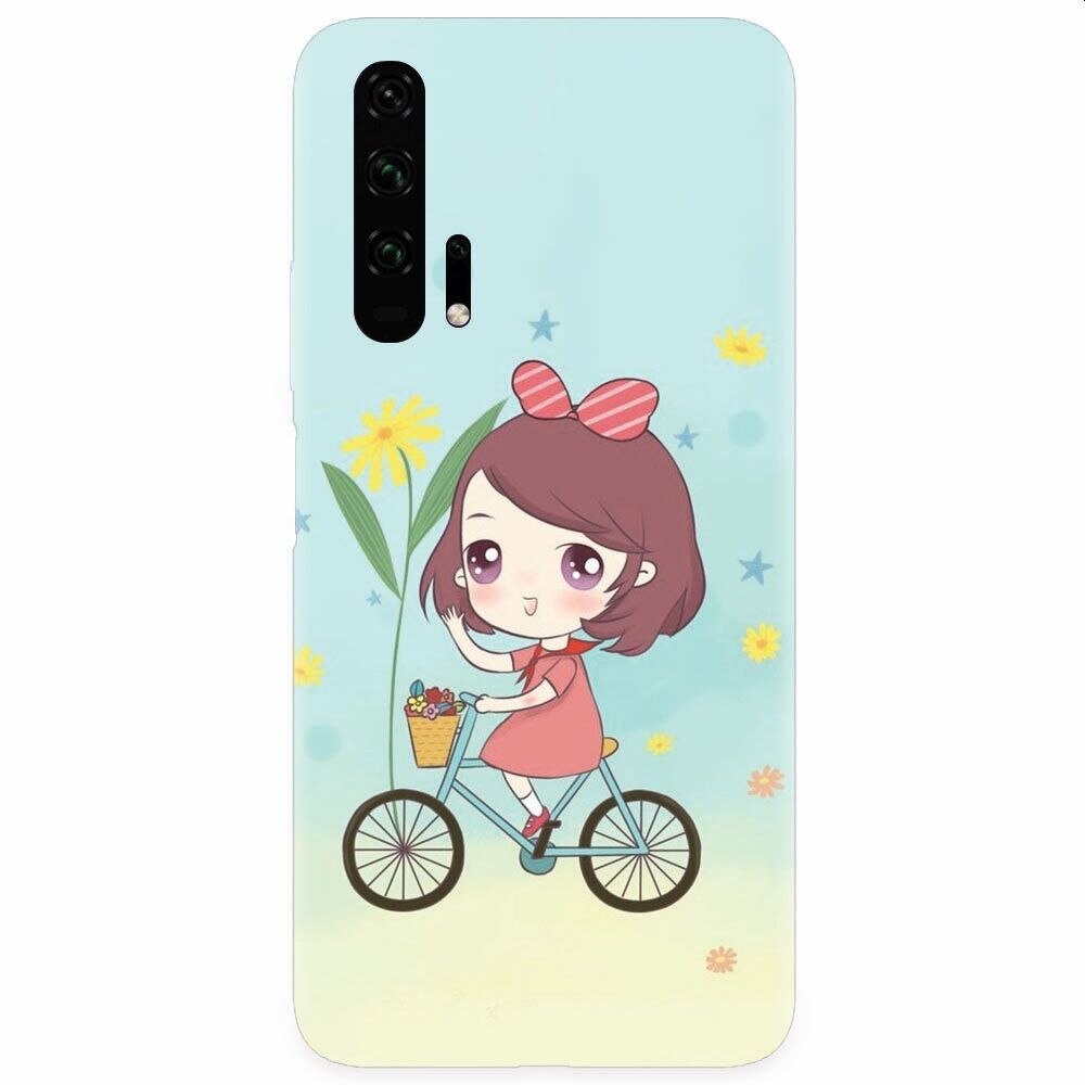 Husa silicon pentru Honor 20 Pro, Girl And Bike