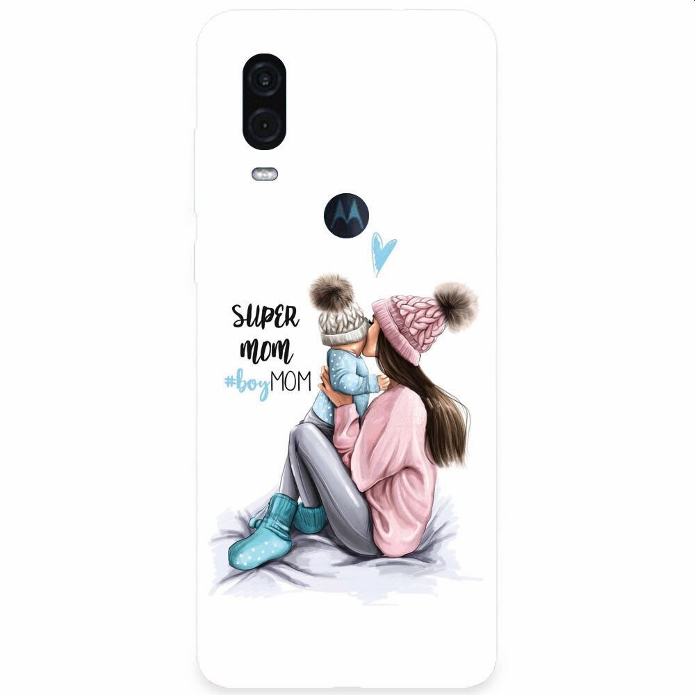 Husa silicon pentru Motorola One Vision, Super Mom With Boy