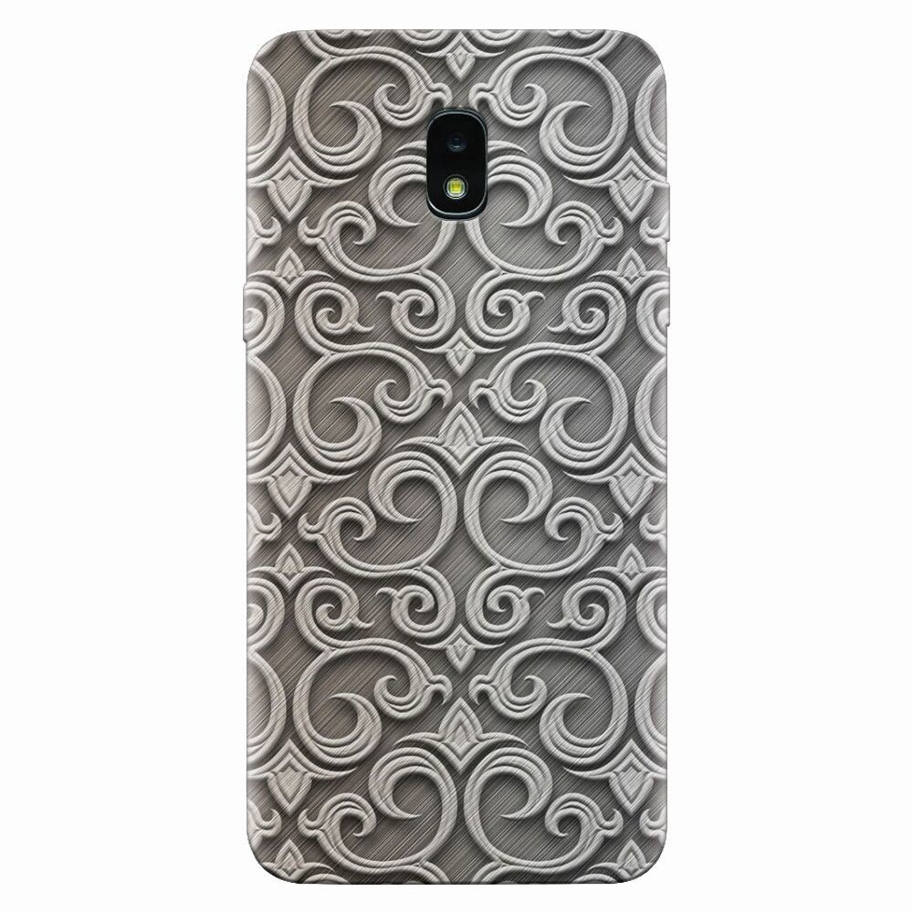 Husa silicon pentru Samsung Galaxy J3 2018, Baroque Silver Pattern