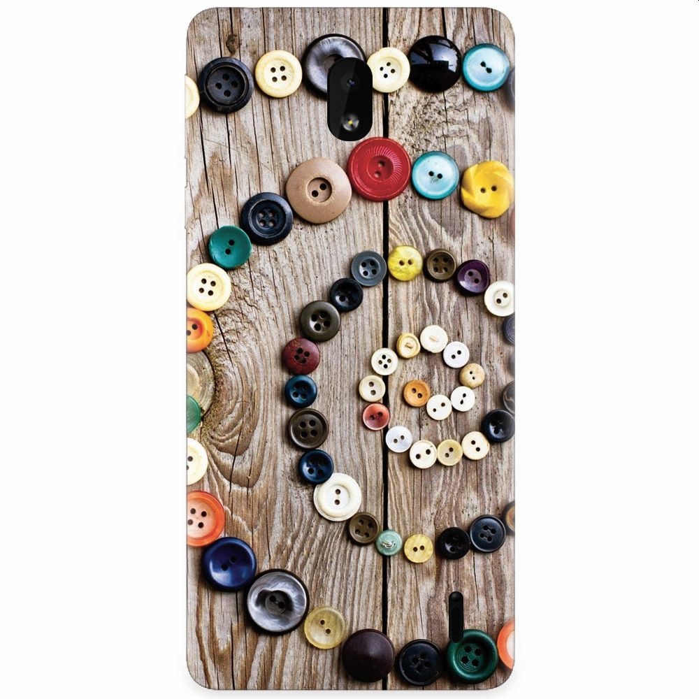 Husa silicon pentru Nokia 1 Plus, Colorful Buttons Spiral Wood Deck
