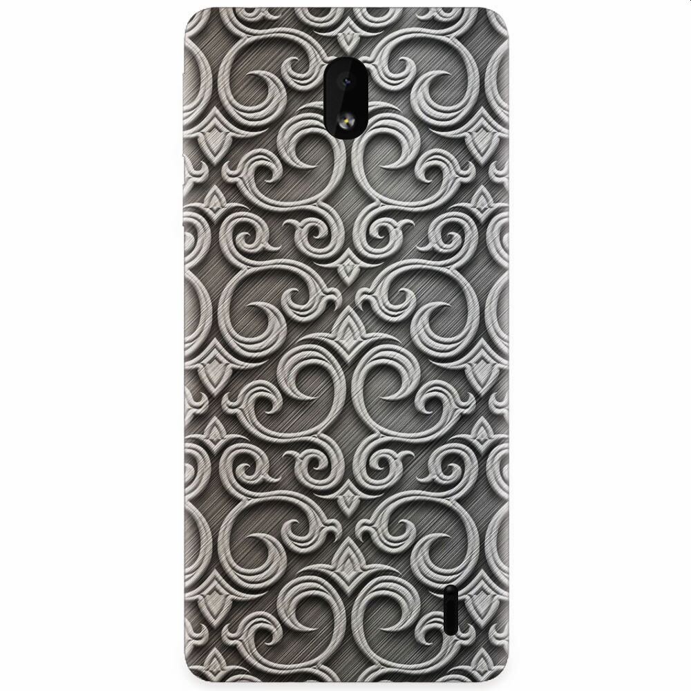 Husa silicon pentru Nokia 1 Plus, Baroque Silver Pattern