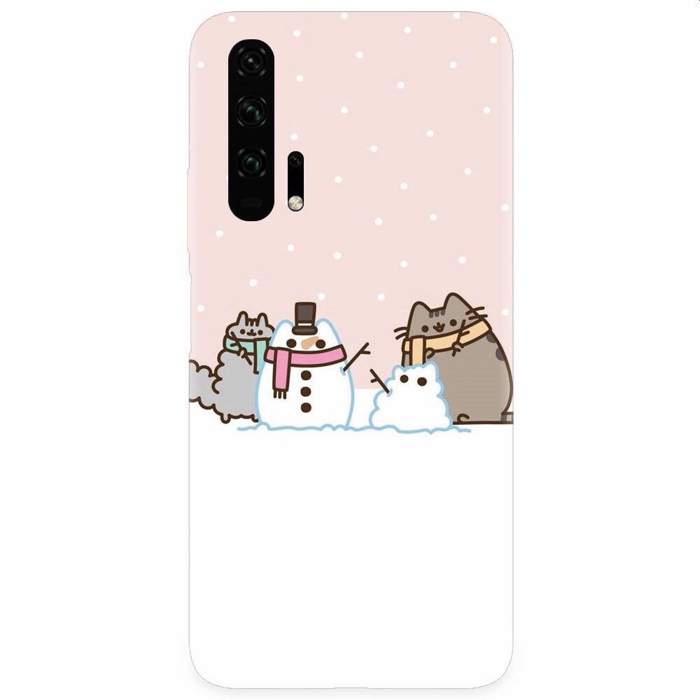 Husa silicon pentru Honor 20 Pro, Cat And Snowman