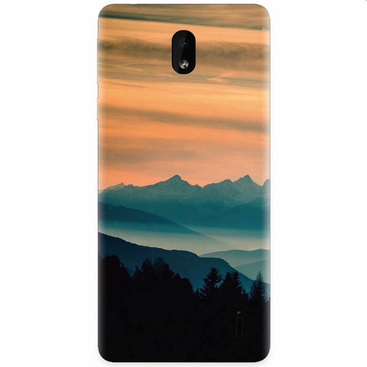 Силиконов кейс за Nokia 1 Plus, Blue Mountains Orange Clouds Sunset Landscape