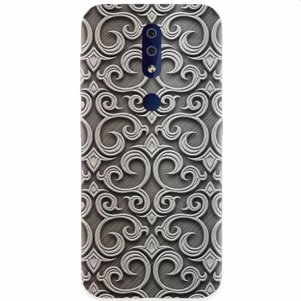 Husa silicon pentru Nokia 4.2, Baroque Silver Pattern