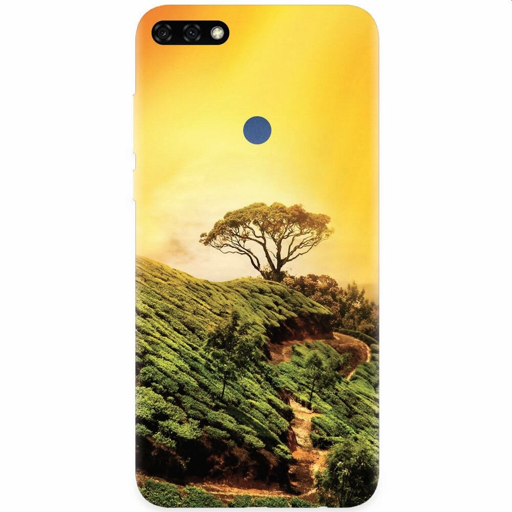Husa silicon pentru Honor 7C, Hill Top Tree Golden Light