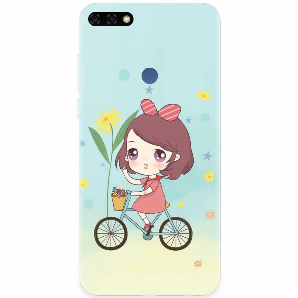 Husa silicon pentru Honor 7C, Girl And Bike