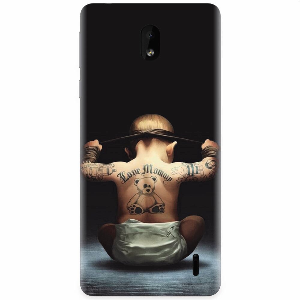 Husa silicon pentru Nokia 1 Plus, Body Builder Cute Baby Tattoo