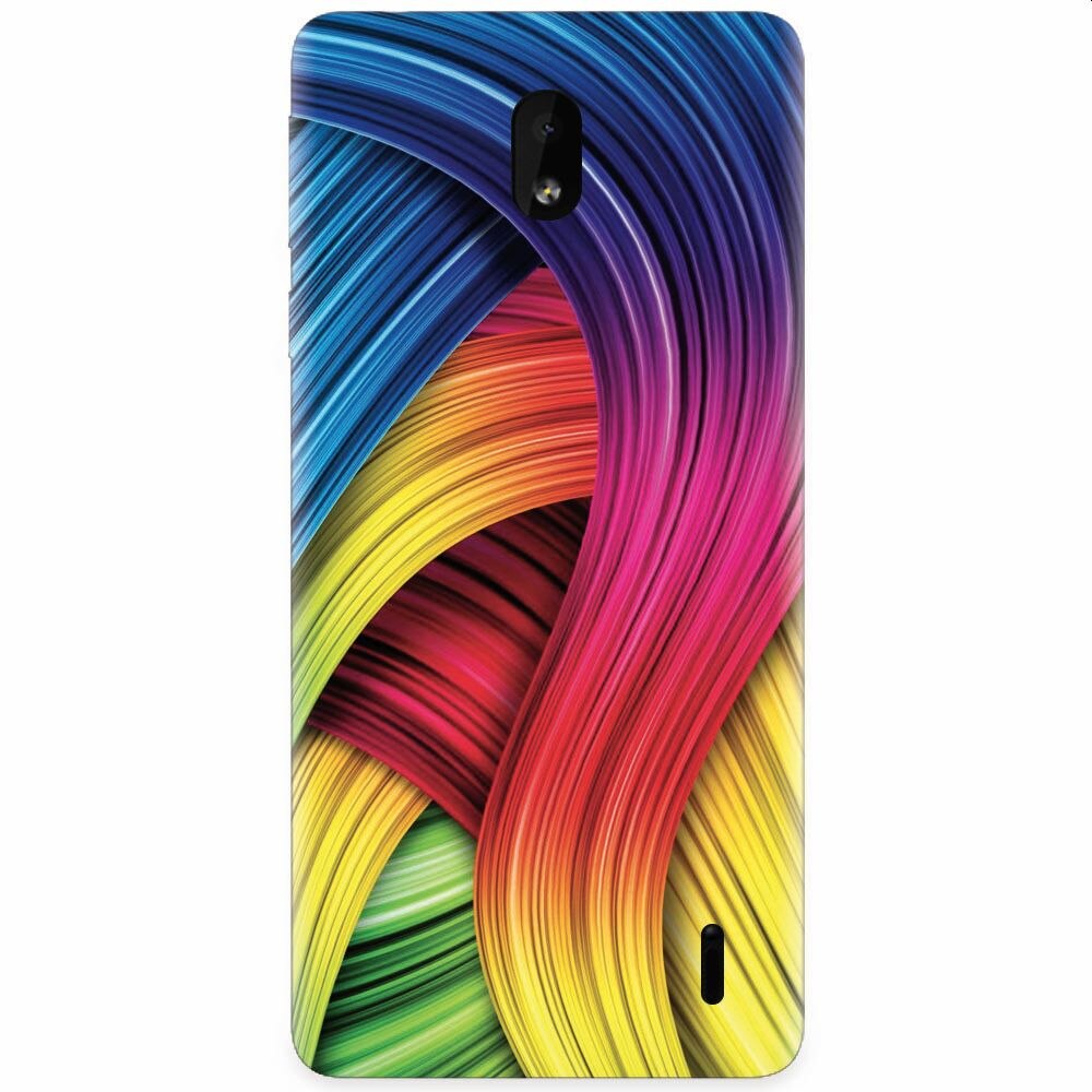 Husa silicon pentru Nokia 1 Plus, Curly Colorful Rainbow Lines Illustration