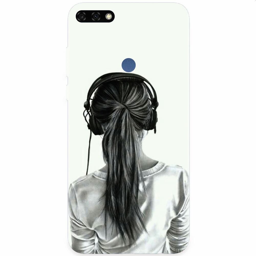 Husa silicon pentru Honor 7C, Girl With Headphone