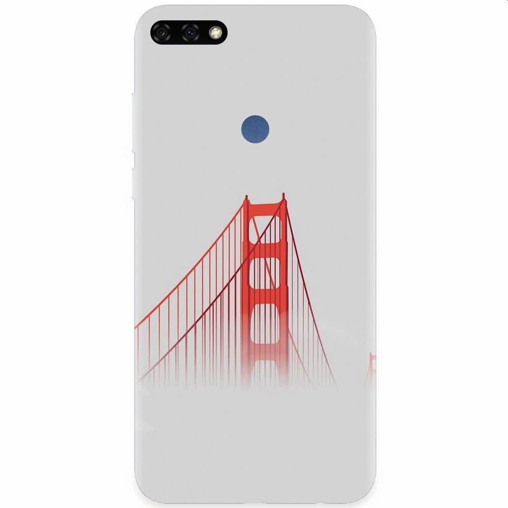 Husa silicon pentru Honor 7C, Red Bridge In Clouds